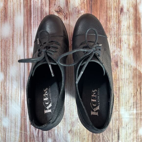 Kork Ease JANELLE Sz 7.5 Leather Oxford Wedge High Heel Bootie Shoes Witchy Goth - Picture 5 of 11